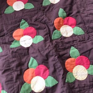 1970s Handmade Floral Patchwork Quilt
